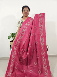Bhagalpuri Batik Print - Pink with Maroon
