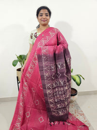 Bhagalpuri Batik Print - Pink with Maroon