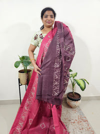 Bhagalpuri Batik Print - Pink with Maroon