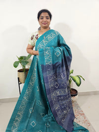 Bhagalpuri Batik Print - Sea Green with Blue