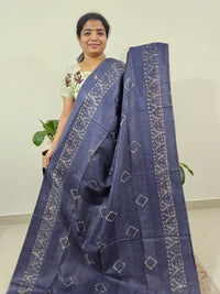 Bhagalpuri Batik Print - Blue with Pink