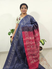 Bhagalpuri Batik Print - Blue with Pink