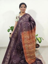 Bhagalpuri Batik Print - Brown with Honey Brown