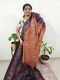 Bhagalpuri Batik Print - Brown with Honey Brown