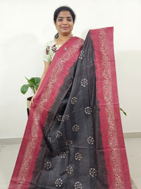 Bhagalpuri Batik Print - Grey with Maroon