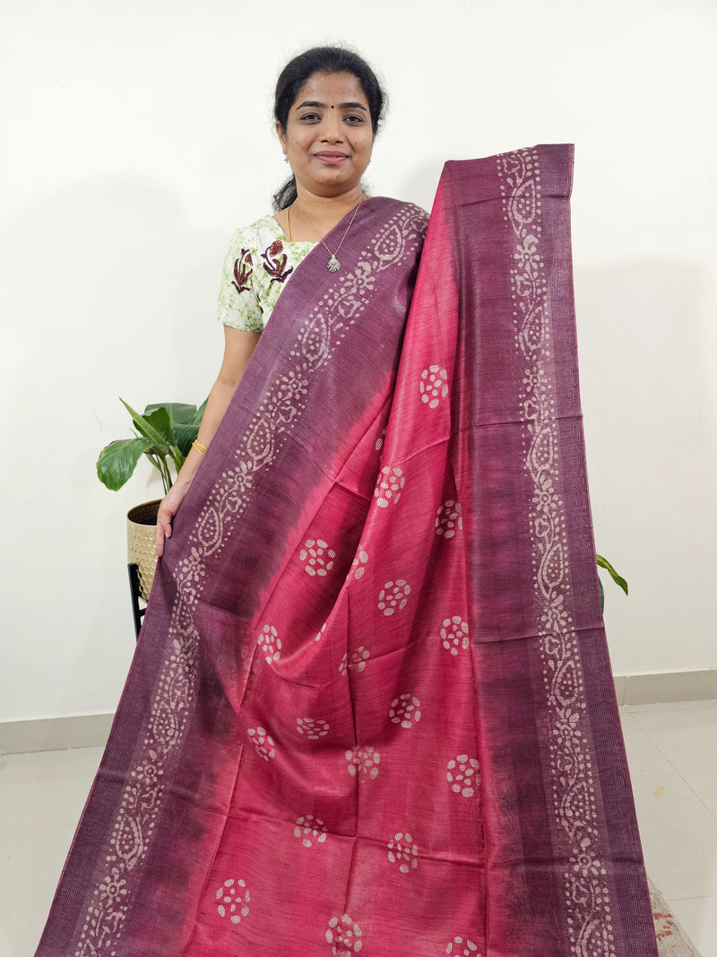 Bhagalpuri Batik Print - Pink with Maroon
