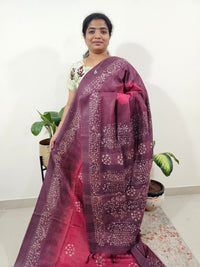 Bhagalpuri Batik Print - Pink with Maroon