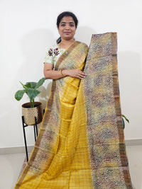 Pure Tussar Silk  - Yellow with Multi Shade