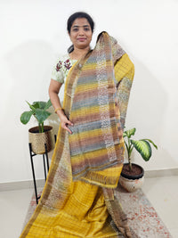 Pure Tussar Silk  - Yellow with Multi Shade