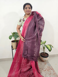 Bhagalpuri Batik Print - Pink with Marron