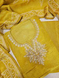 Bandhini Prints in Unstitched Salwar - Mustard Yellow