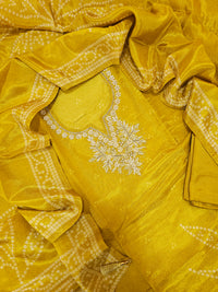 Bandhini Prints in Unstitched Salwar - Mustard Yellow