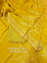 Bandhini Prints in Unstitched Salwar - Mustard Yellow