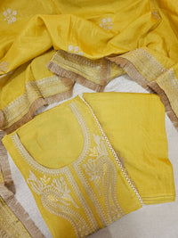 Soft Tissue Silk Unstitched Salwar - Mustard Yellow