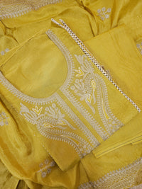 Soft Tissue Silk Unstitched Salwar - Mustard Yellow