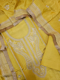 Soft Tissue Silk Unstitched Salwar - Mustard Yellow