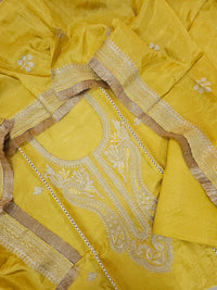 Soft Tissue Silk Unstitched Salwar - Mustard Yellow
