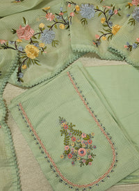 Semi Tussar Kota Unstitched Salwar - Pastel Green