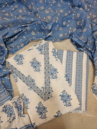 Soft Cotton - White with Blue