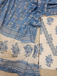 Soft Cotton - White with Blue