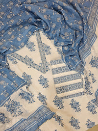 Soft Cotton - White with Blue