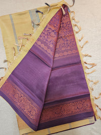 Dark Purple with Sandal Vanasingram Pattern Chinnalampattu Saree
