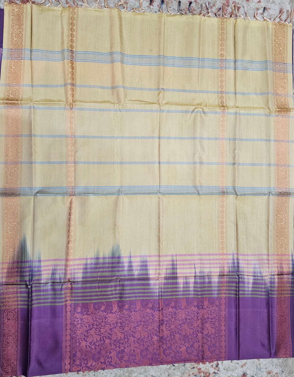 Dark Purple with Sandal Vanasingram Pattern Chinnalampattu Saree