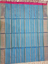 Dual Shade Peacock Green & Blue with Pink Chinnalampattu Velthari Design Border Saree