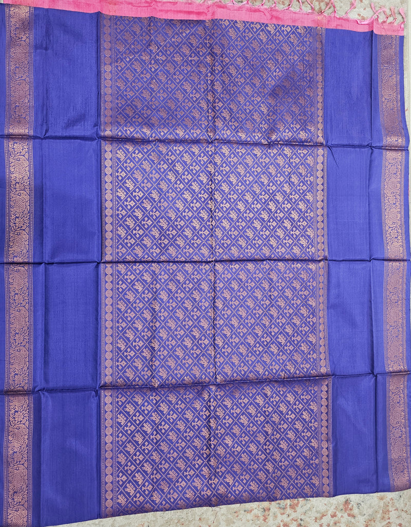 Blue with Pink Vanasingram Pattern Chinnalampattu Saree