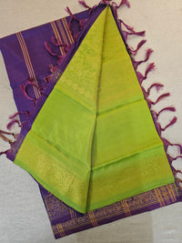 Green with Purple Vanasingram Pattern Chinnalampattu Saree