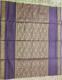 Dark Purple with Green Vanasingram Pattern Chinnalampattu Saree