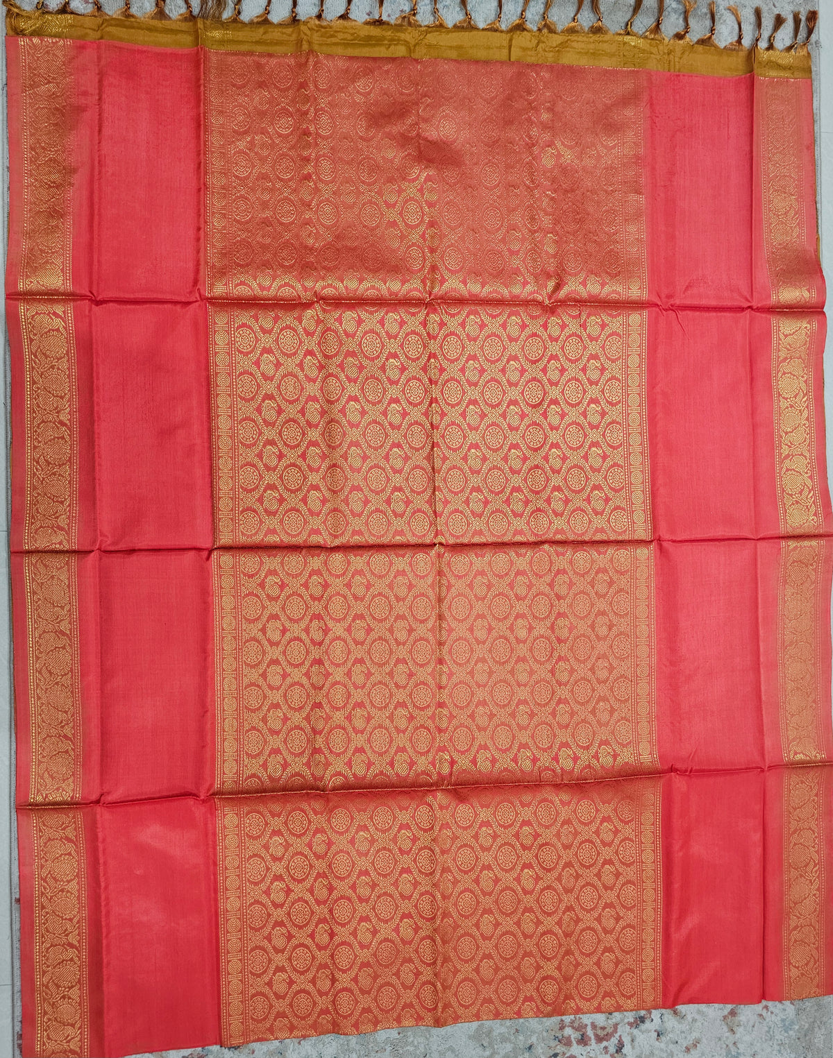 Reddish Pink Vanasingram Pattern Chinnalampattu Saree