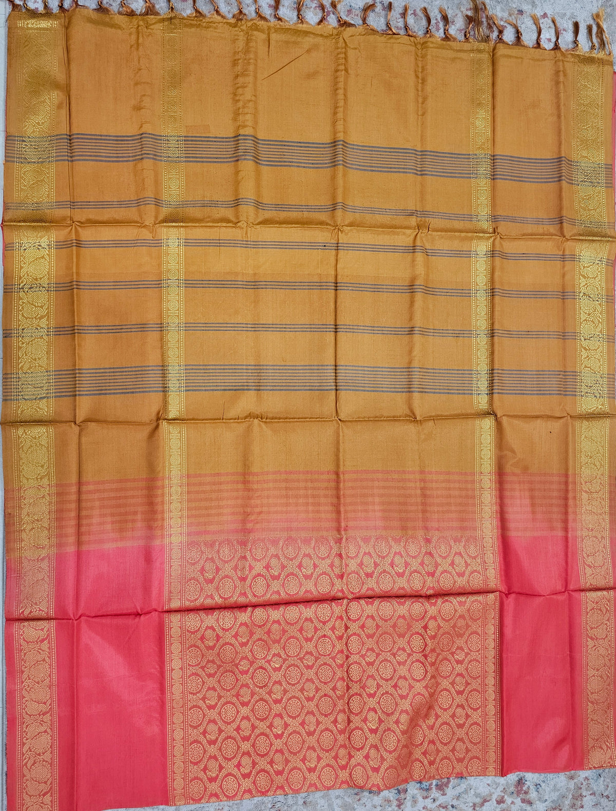 Reddish Pink Vanasingram Pattern Chinnalampattu Saree