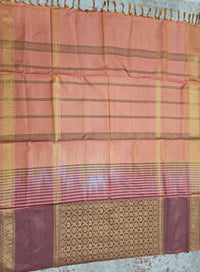 Maroon with Dark Orange Peacock Pattern Chinnalampattu Saree