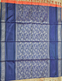 Blue with Orange Vanasingram  Pattern Chinnalampattu Saree