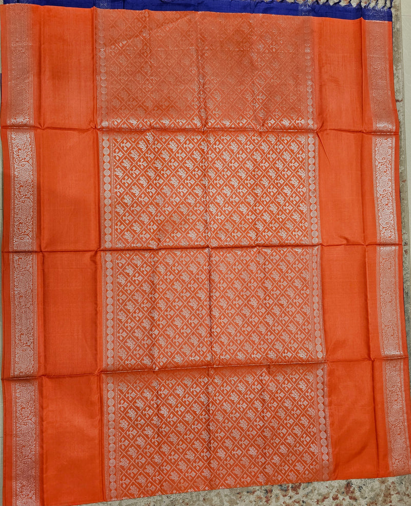Orange with Blue Vanasingram Pattern Chinnalampattu Saree