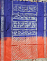 Orange with Blue Vanasingram Pattern Chinnalampattu Saree