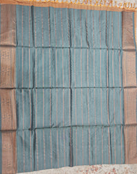 Grey with Honey Brown Chinnalampattu Velthari Design Border Saree