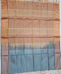 Grey with Honey Brown Chinnalampattu Velthari Design Border Saree