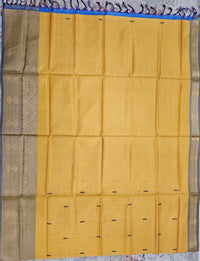 Mustard Yellow with Blue Chinnalampattu Big Border Saree