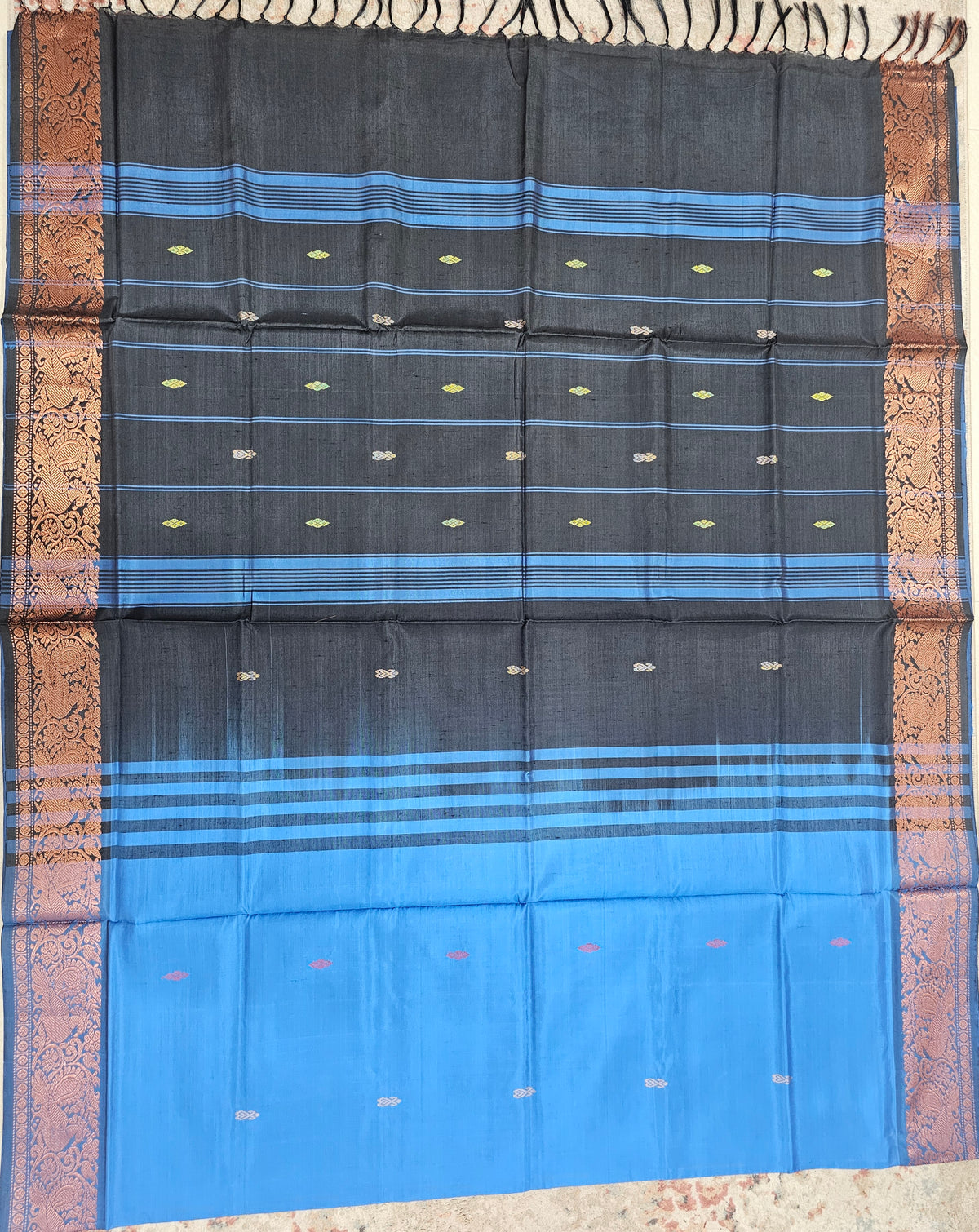Chinnalampattu Border - Blue with Black