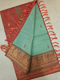 Chinnalampattu Border - Sea Green with Red
