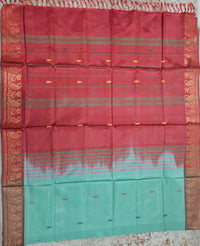 Chinnalampattu Border - Sea Green with Red