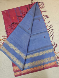 Chinnalampattu Border - Blue with Dark Pink