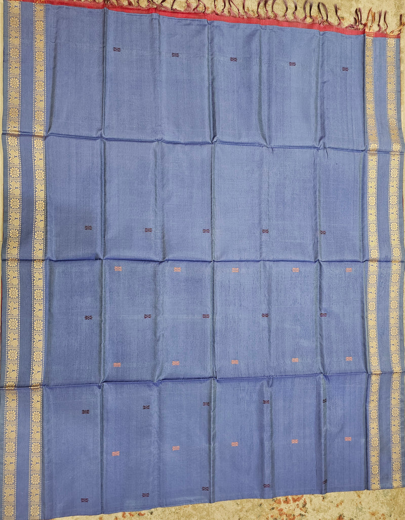 Chinnalampattu Border - Blue with Dark Pink