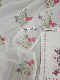 Semi Tussar Kota Unstitched Salwar - White