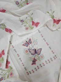 Semi Tussar Kota Unstitched Salwar - White