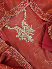 Bandhini Prints in Unstitched Salwar - Dual Shade Pink
