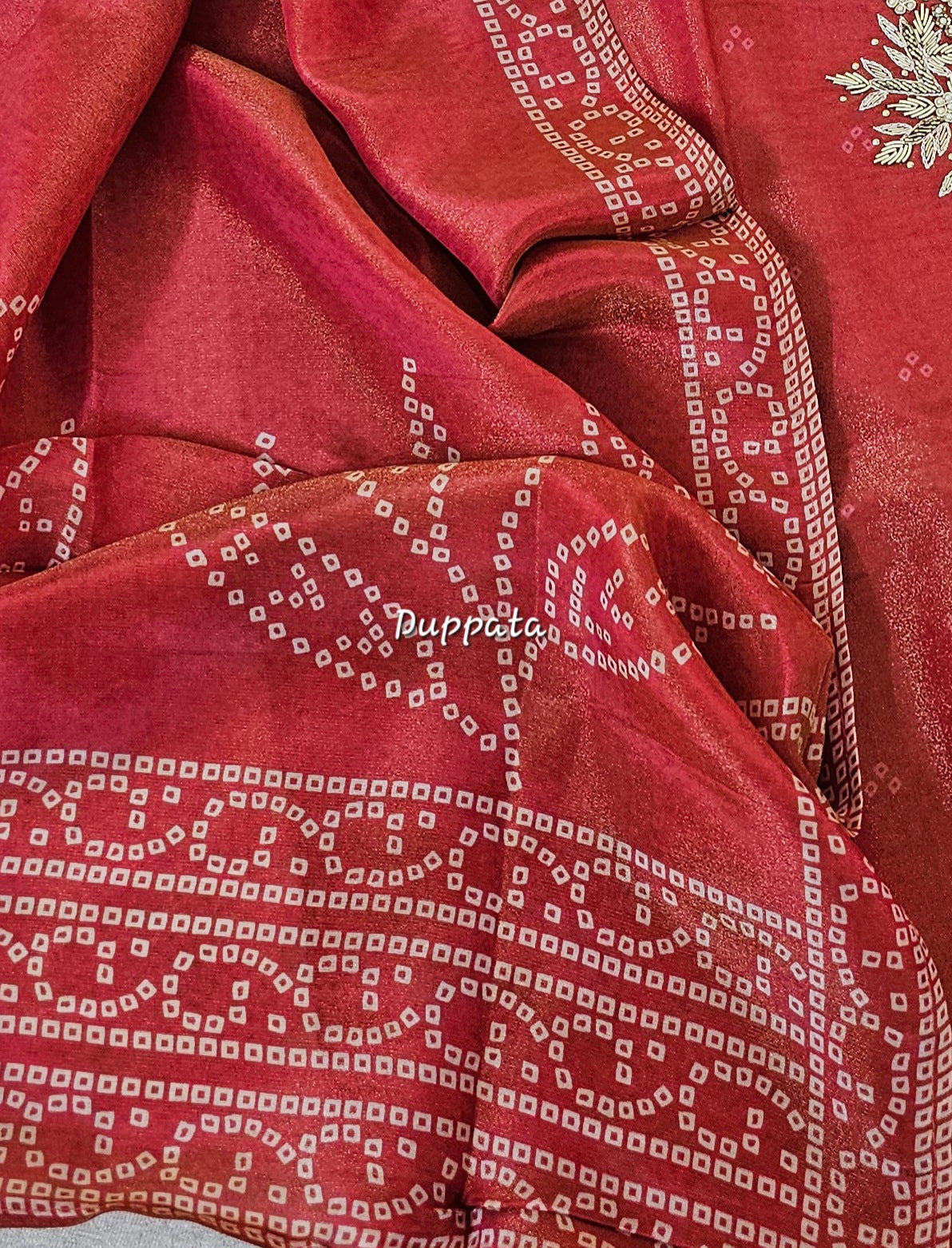 Bandhini Prints in Unstitched Salwar - Dual Shade Pink