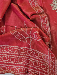 Bandhini Prints in Unstitched Salwar - Dual Shade Pink
